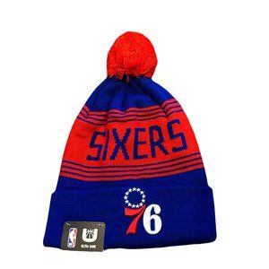 NWT Philadelphia 76ers Unk Logo Knit Cuffed Pom Beanie Hat